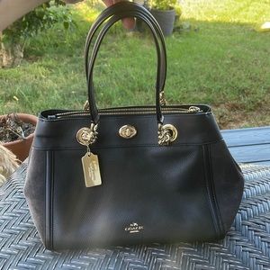 Coach Edie Turnlock Carryall Purse Chestnut